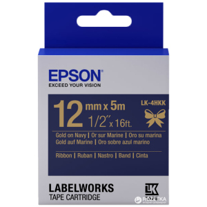 Картридж зі стрічкою Epson LabelWorks LK4HKK 12 мм / 5 м Gold/Navy (C53S654002) ТОП в Рівному