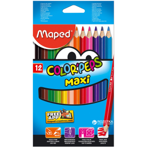 Олівці кольорові Maped Color Peps Maxi 12 кольорів (MP.834010) краща модель в Рівному