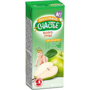Упаковка соку Маленьке щастя Яблуко - Груша з 4 місяців 200 мл х 27 шт (4823163001786)