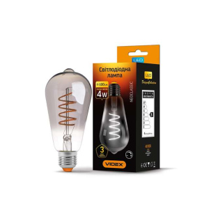 Лампа LED Filament ST64FGD 4W E27 2100K 220V, 25173, Videx