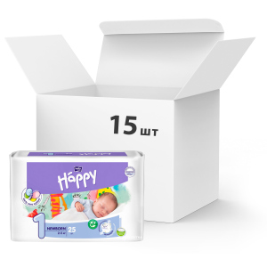 Упаковка дитячих підгузків Bella Baby Happy Newborn 2-5 кг 15 пачок по 25 шт. (BB-054-NB25-004) ТОП в Рівному