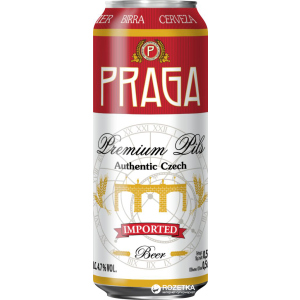 Упаковка пива Praga Premium Pils светлое фильтрованное 4.7% 0.5 л х 24 банок (8593875219490) рейтинг