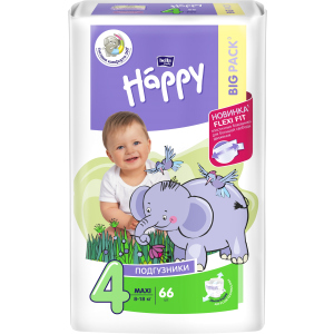 Підгузки дитячі Bella Baby Happy Green Tea 3D Maxi 8-18 кг 66 шт (5900516602888) в Рівному