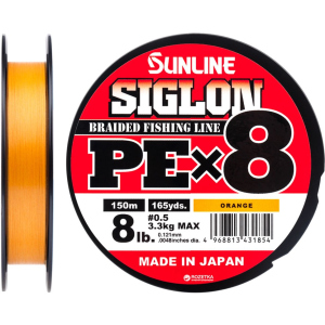 Шнур Sunline Siglon PE х8 150 м # 0.5/0.121 мм 3.3 кг Оранжевый (16580986)