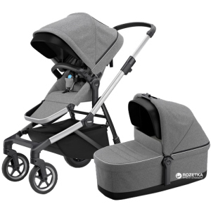 хорошая модель Универсальная коляска Thule 2 в 1 Sleek с люлькой Grey Melange (TH 11000006)