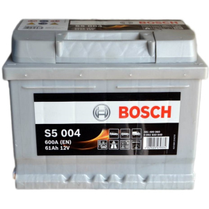 хорошая модель Автомобильный аккумулятор Bosch 61Аh Ев (-/+) S5004 (600EN) (0 092 S50 040)