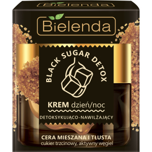 Крем Bielenda Black Sugar Detox Детоксифікуючий та зволожуючий денний/нічний для змішаної та жирної шкіри 50 мл (5902169032852) ТОП в Рівному