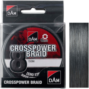 Шнур DAM Crosspower 8-Braid 150 м 0.17 мм 11.3 кг Темно-сірий (66589) в Рівному