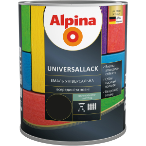 Емаль Alpina Universallack Шовковисто-матова 2.5 л Чорна (948103763) краща модель в Рівному