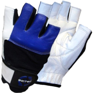 Перчатки Scitec Nutrition Gloves Power Blue With Wrist Wrap S Бело-синие (816532010864) в Ровно