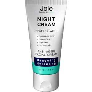 Восстанавливающий ночной крем Jole Renuwing Night Cream с гиалуроновой кислотой, комплексом пептидов и керамидов 50 мл (4820243881022) надежный