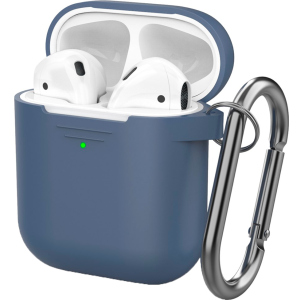 Класичний Силіконовий чохол AhaStyle з карабіном для Apple AirPods Navy blue (AHA-01060-NBL)