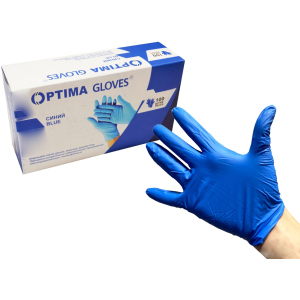 Рукавички медичні нітрилові оглядові Optima Gloves нестерильні неопудрені L 50 пар Сині (52-108) ТОП в Рівному