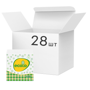Упаковка серветок сервірувальних Ecolo 1 шар 24х24 см 100 шт Білі 28 пачок (4820202890270) в Рівному