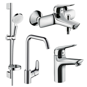 Набір змішувачів для ванни HANSGROHE Novus 1162019 (71030000+71040000+26553400+31820000) з кухонним змішувачем надійний