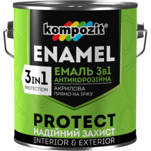 Эмаль антикоррозионная Kompozit 3 в 1 Protect 0.75 л Коричневая (4820085742321) рейтинг