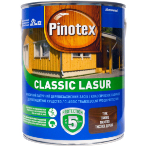 Лазур Pinotex Classic Lasur - матове алкідне просочення для дерева, блакитне, з декоративним ефектом, безбарвне, BC, 3 л (5308843) в Рівному