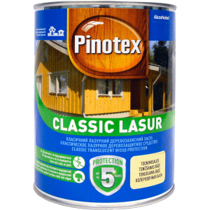 Лазур Pinotex Classic Lasur - матове алкідне просочення для дерева, блакитне, з декоративним ефектом, червоне дерево, 1 л (5301548) в Рівному