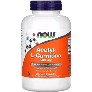 Ацетил-L-Карнитин, Acetyl-L-Carnitine, Now Foods 500 Мг, 200 Вегетарианских Капсул (733739000842) надежный