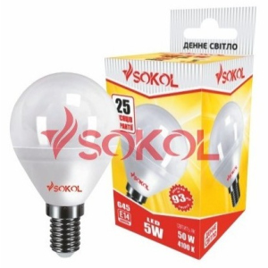 Набор 10 шт. LED лампа SOKOL G45 5.0W 220В E14 4100К ТОП в Ровно