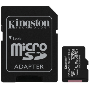 Kingston microSDXC 128GB Canvas Select Plus Class 10 UHS-I U1 V10 A1 + SD-адаптер (SDCS2/128GB) ТОП в Рівному