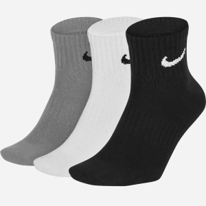 Шкарпетки Nike U Nk Everyday Ltwt Ankle 3Pr SX7677-901 42-46 (L) 3 пари Чорний/Білий/Сірий (888407239175) ТОП в Рівному