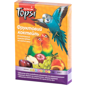 Упаковка корму для дрібних та середніх папуг Topsi Фруктовий коктейль 550 г 16 шт (14820122208220) ТОП в Рівному