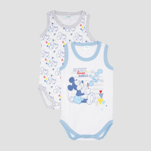 Боді-майка Disney Mickey Mouse MC13888 62-68 см 2 шт Біла з блакитним (8691109721747) краща модель в Рівному