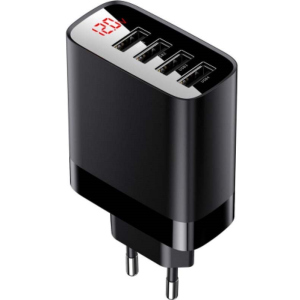 Сетевое зарядное устройство Baseus Mirror Lake Digital Display 4USB Travel Charger 30W (EU) Black (CCJMHB-B01) в Ровно