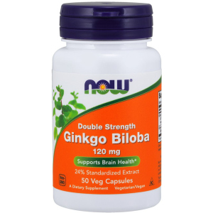 Натуральна добавка Now Foods Гінкго Білоба, Ginkgo Biloba, Double Strength, 120 мг, 50 капсул (733739046826) краща модель в Рівному