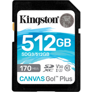 Kingston SDXC 512GB Canvas Go! Plus Class 10 UHS-I U3 V30 (SDG3/512GB) лучшая модель в Ровно