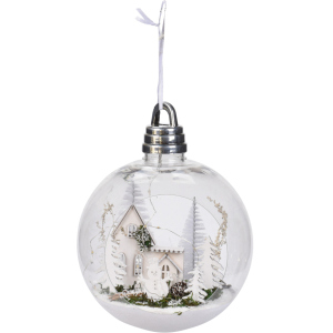 Ялинкова куля Christmas Decoration 20 см з підсвічуванням (CAA115200_білі ялинки) краща модель в Рівному