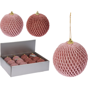 Набір ялинкових куль Christmas Decoration 8 см 12 шт рожевий (CAA126440) краща модель в Рівному