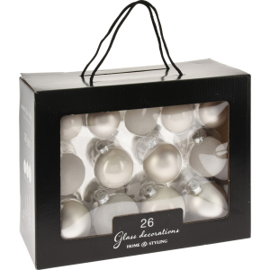 Набір ялинкових кульок Home & Styling Collection 26 шт білий (AVK100040)