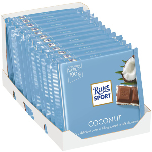 Упаковка молочного шоколаду Ritter Sport з начинкою кокосово-молочний крем 12 шт х 100 г (4000417298607) краща модель в Рівному