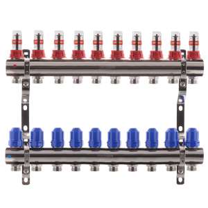 Коллекторный блок с расходомерами KOER KR.1110-10 1”x10 WAYS (KR2647) лучшая модель в Ровно