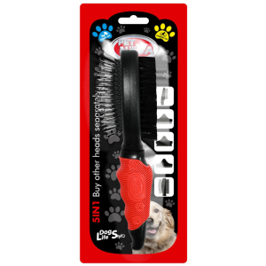 Щетка двухсторонняя Pet Nova для расчёсывания шерсти у собак 22 см (GRO-5IN1-2BRUSH-M) лучшая модель в Ровно