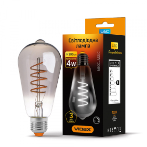 LED лампа VIDEX Filament ST64FGD 4W E27 2100K диммерна графіт