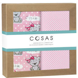 Набір пелюшок Cosas Бязь Girl Bear Rose Dots Malina 80 х 100 2 шт (4822052074626) краща модель в Рівному