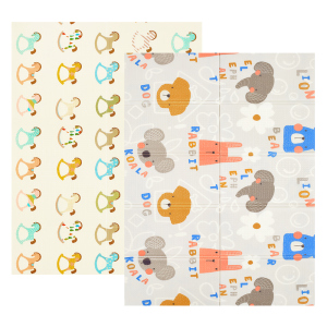 Детский двусторонний развивающий складной термоковрик для ползания POPPET Разноцветные зверята и Игрушечные лошадки 150х200x0.9 см (PP016-150H) ТОП в Ровно