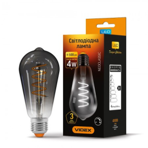 LED лампа VIDEX Filament ST64FGD 4W E27 2100K 220V Диммерная графит (VL-ST64FGD-04272) лучшая модель в Ровно