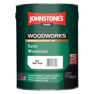 хороша модель Напівматовий антисептик, що лесує, Johnstone's Satin Woodstain 5 л Прозорий