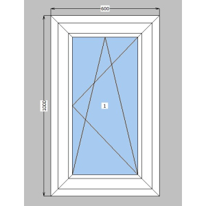 Окно металлопластиковое Lider 58 mm 1-створчатое поворотно-откидное, фурнитура Vorne, 600х1000 мм, белое ТОП в Ровно