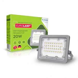 Прожектор світлодіодний EUROLAMP 20Вт 5000K 2000Лм сірий (LED-FL-20(gray)) ТОП в Рівному