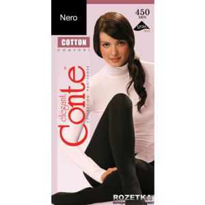 Колготки Conte из хлопка Cotton 450 Den 4 р Nero -4811473081146 лучшая модель в Ровно