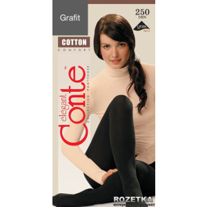 Колготки Conte з бавовни Cotton 250 Den 2 р Grafit -4811473032490 рейтинг