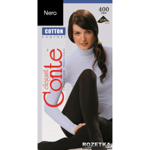 хороша модель Колготки Conte з бавовни Cotton 400 Den 2 р. Nero -4811473020381