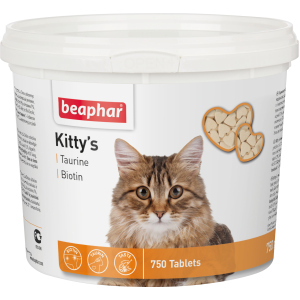 Кормова добавка Beaphar Kittys + Taurine + Biotine з біотином та таурином для кішок 750 таб (12597) (8711231125975) краща модель в Рівному