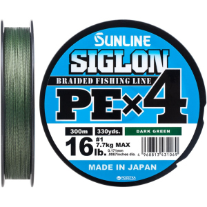 Шнур Sunline Siglon PE х4 300 м #1.0/0.171 мм 7.7 кг Темно-зеленый (16580946) в Ровно