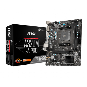 Материнская плата MSI A320M-A PRO AM4 DDR4 SATA3 PCI-E DVI-D/HDMI mATX (180473)